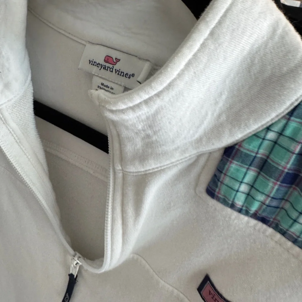 VINEYARD VINES PLAID THREE QUARTER ZIP SWEATSHIRT SZ L - Picture 3 of 3